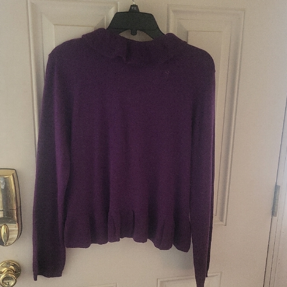 Notations Purple Ruffled Sweater - Picture 3 of 4